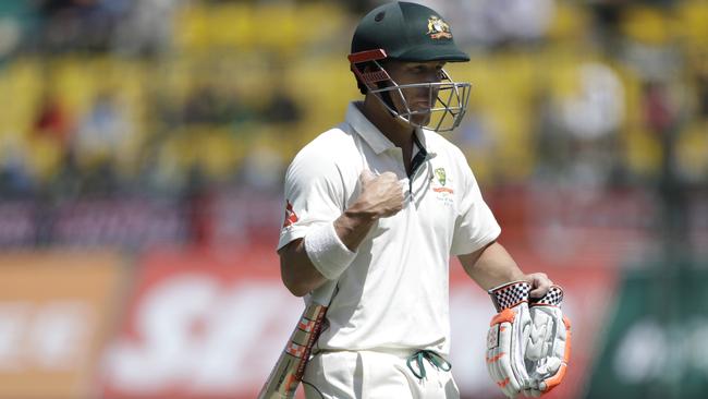 Australia's David Warner leaves the ground after being dismissed by India's Umesh Yadav.