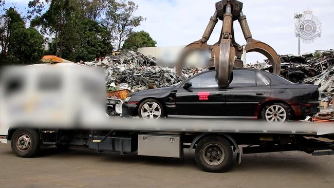 An alleged Gold Coast hoon's car is crushed by Queensland Police.