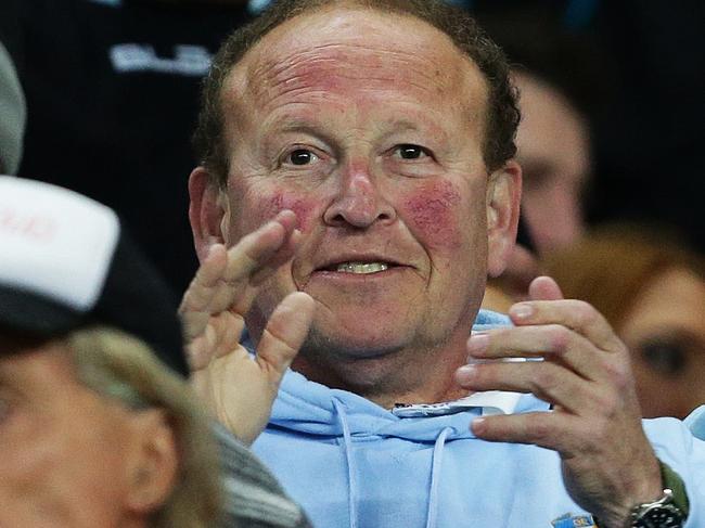 Phil Rothfield in the Sharks crowd during the NRL First Semi-Final between Manly and Cronulla at Allianz Stadium, Sydney. Pic Brett Costello