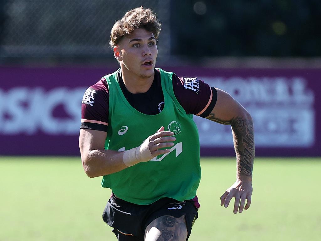 Brisbane Broncos training at Red Hill, Monday afternoon. Reece Walsh. Picture: Nigel Hallett