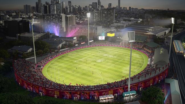 Artist impression of what the RNA Main Arena might look like during the Gabba redevelopment.