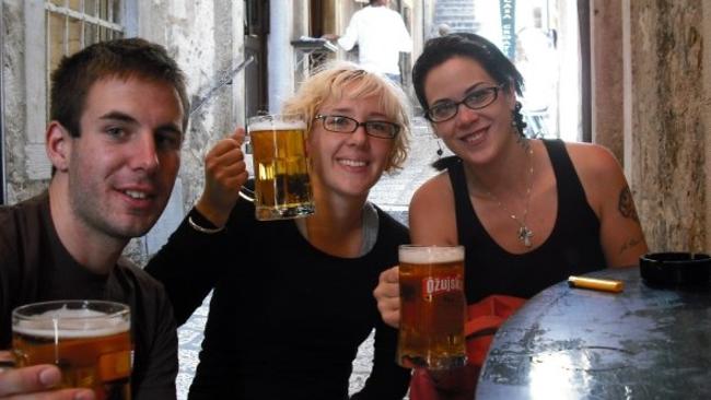 Britt Lapthorne, centre, pictured with pals Gareth Hopkins and Krys Noseworthy on the day she went missing. Picture courtesy of Dominic Dabrowiecki