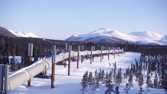 The trans-Alaska pipeline near Valdez, Alaska. The oil-rich state’s revenue has fallen 80% over the past two years as the price of crude has dropped. Picture: Kim Mincer