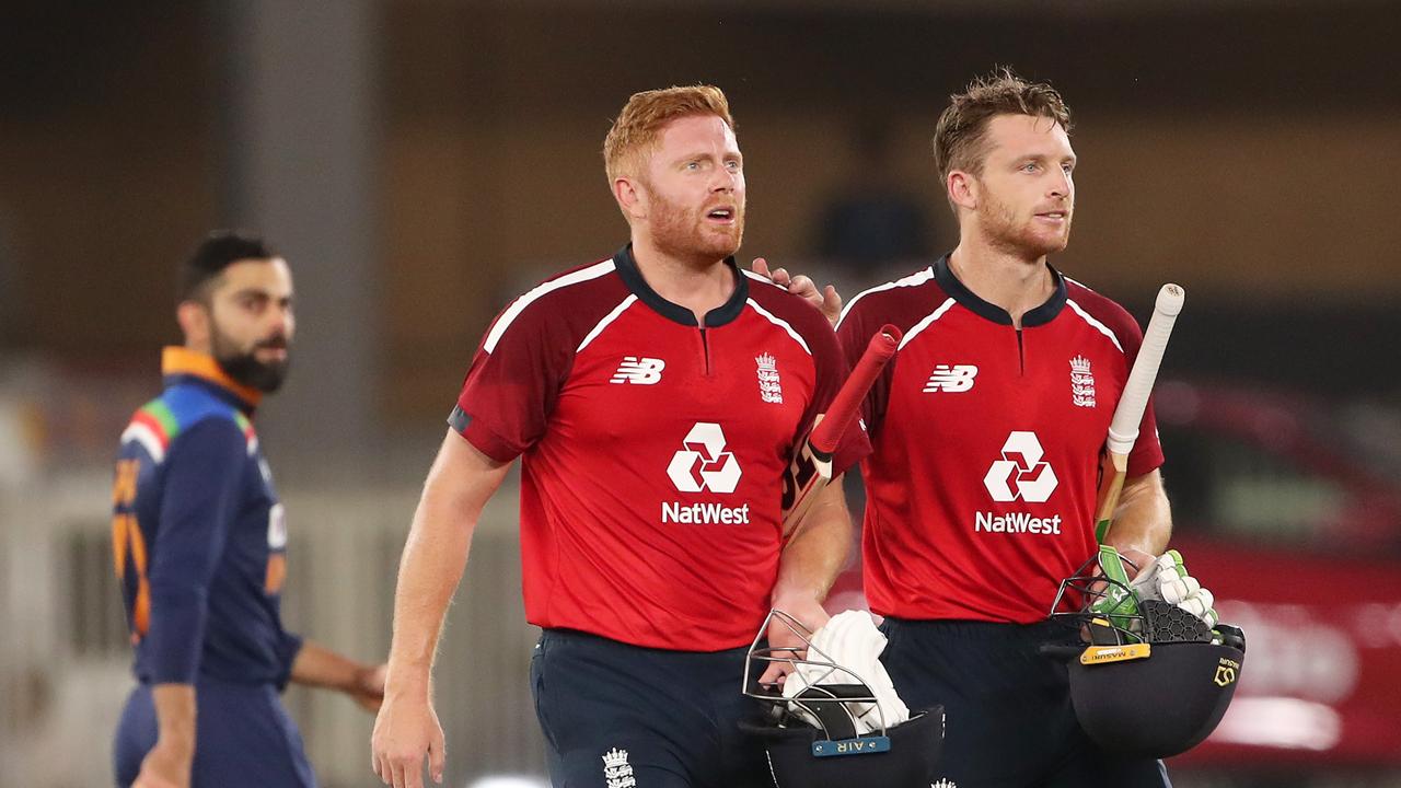 England cricketers Jonny Bairstow and Jos Buttler arrived home on Wednesday following the suspension of the IPL. Photo: Getty Images