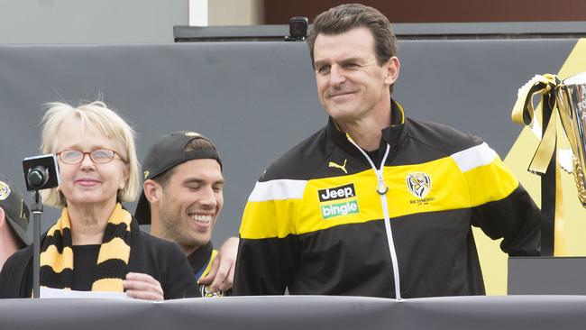 Richmond president Peggy O’Neal and and CEO Brendon Gale have enjoyed great success off the field following the Tigers premiership. Picture: Sarah Matray