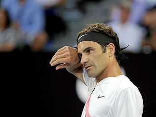 Roger Federer during his first-round win against Aljaz Bedene. Picture: MARK CRISTINO