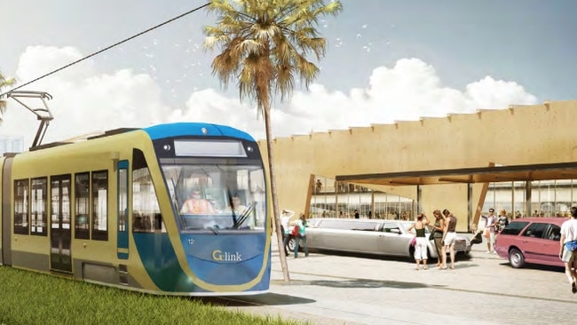 Light rail arriving at Coolangatta terminal at the Gold Coast Airport – designs from a master plan for the precinct.