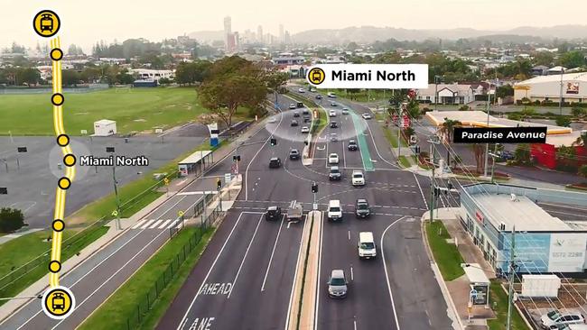 Gold Coast Light Rail Stage 3A artist impressions of a Miami North stop.