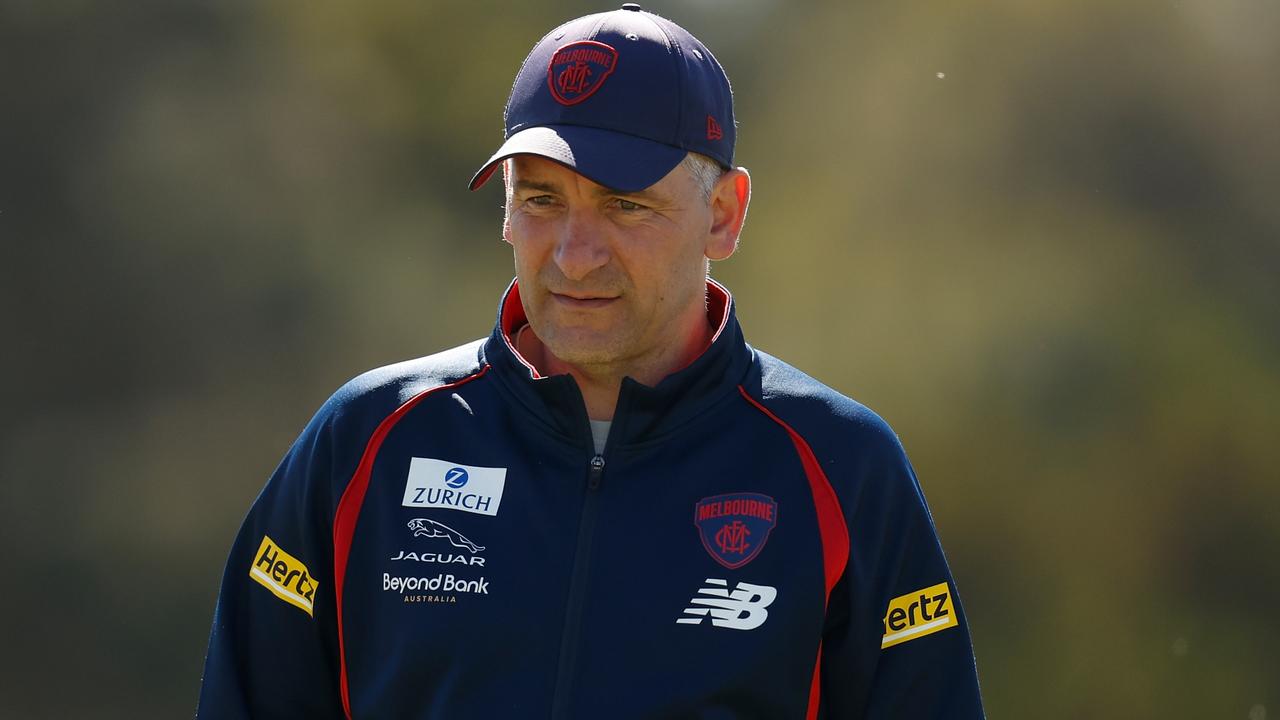 PERTH, AUSTRALIA - SEPTEMBER 21: Adem Yze, Midfield Coach of the Demons looks on during the Melbourne Demons training session at HBF Arena on September 21, 2021 in Perth, Australia. (Photo by Michael Willson/AFL Photos via Getty Images)