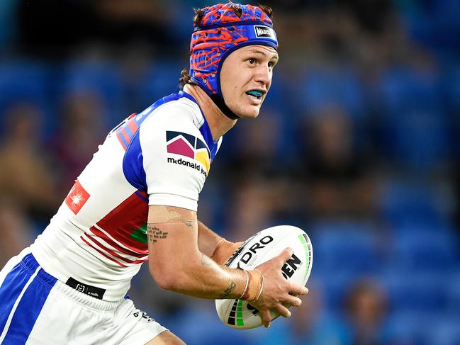 GOLD COAST, AUSTRALIA - SEPTEMBER 25: Kalyn Ponga of the Knights runs the ball during the round 20 NRL match between the Gold Coast Titans and the Newcastle Knights at Cbus Super Stadium on September 25, 2020 in Gold Coast, Australia. (Photo by Matt Roberts/Getty Images)