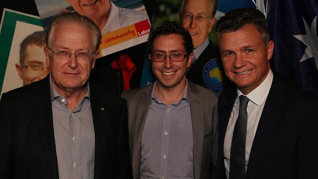 The battle of Kingsford Smith is likely to be a close run contest that could be tipped by second party preferences. (L-R) Liberal candidate Michael Feneley, Greens candidate James Macdonald and Labor MP Matt Thistlethwaite. Picture: Daniel Aarons