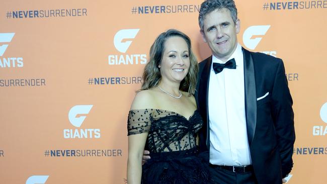 Leon Cameron with wife Carolyn at the Giants’ Brownlow Medal event in Sydney in 2019. Picture: Jeremy Piper