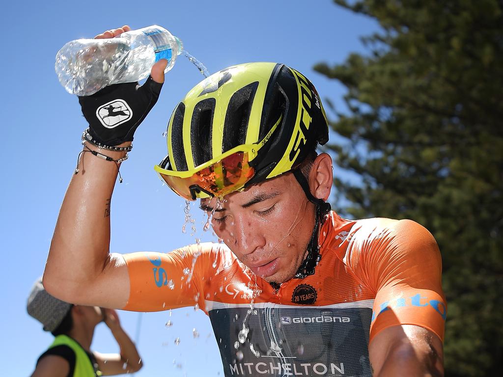 Caleb Ewan at the end of stage three. Picture: Daniel Kalisz / Getty Images