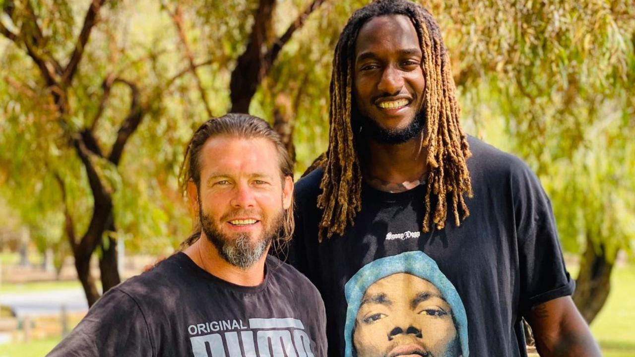 Ben Cousins with Eagles ruckman Nic Naitanui. Picture: Channel 7