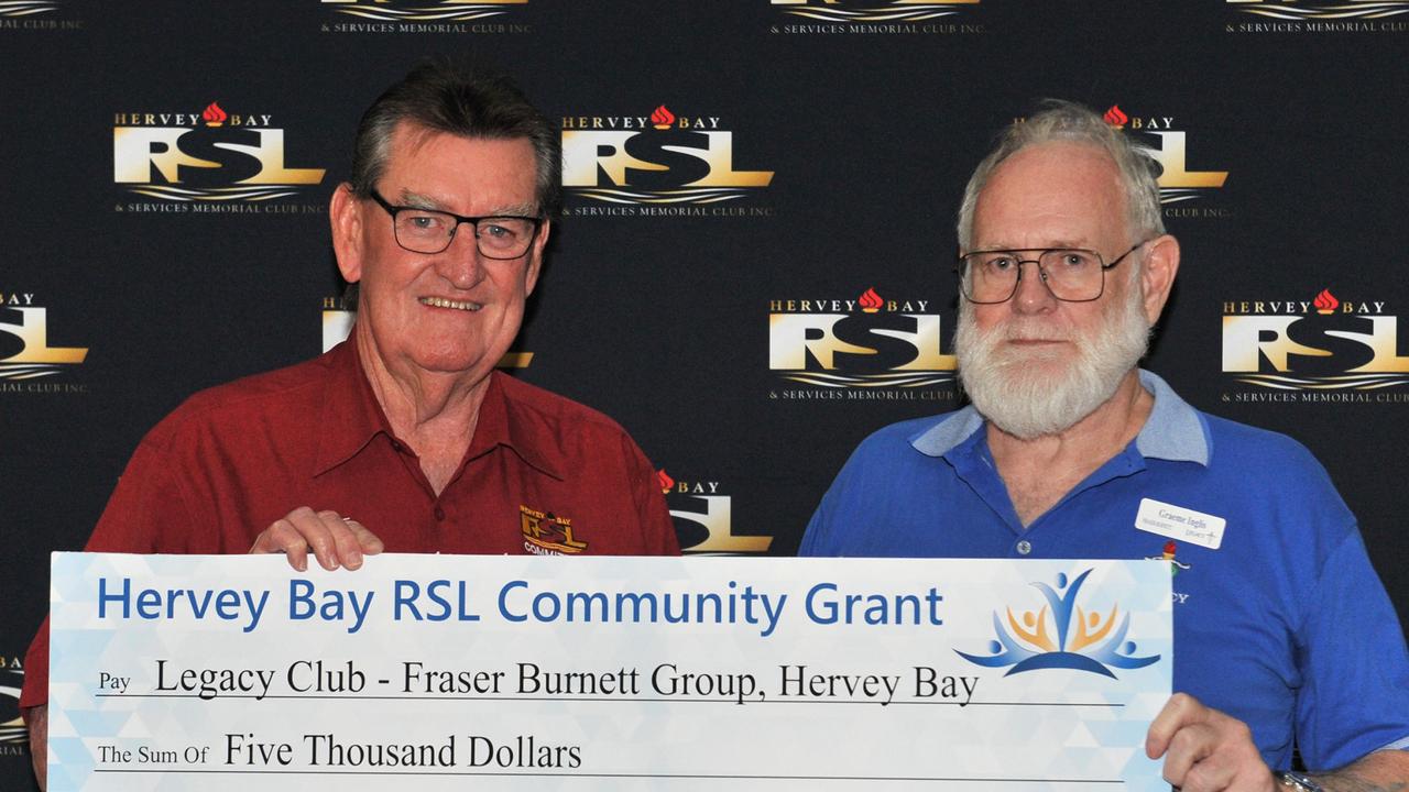 Legacy Club, who received $5,000 at the Hervey Bay RSL Community Grants presentation on Thursday, April 30.