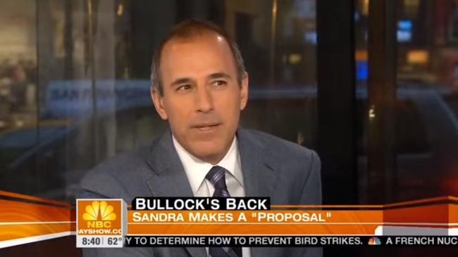 Lauer repeatedly brings up Bullock's scene where she appears almost completely nude. Picture: YouTube.