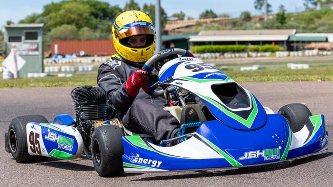 Tate Hall 14yr old Darwin Go-Kart driver. Picture: Pema Tamang Pakhrin