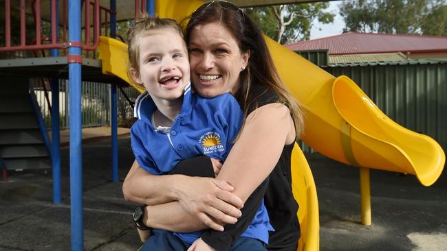 Merissa Moyle and her daughter Taylah, 9, will benefit from the new playground. Picture: Sam Wundke