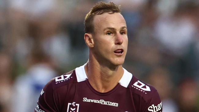 SYDNEY, AUSTRALIA - MARCH 23: Daly Cherry-Evans of the Sea Eagles looks to pass during the round three NRL match between Manly Sea Eagles and Sydney Roosters at 4 Pines Park, on March 23, 2025, in Sydney, Australia. (Photo by Jeremy Ng/Getty Images)