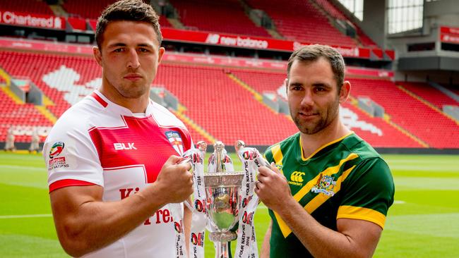 Cameron Smith (R) and Sam Burgess will lead their teams out onto a packed London Olympic Stadium.