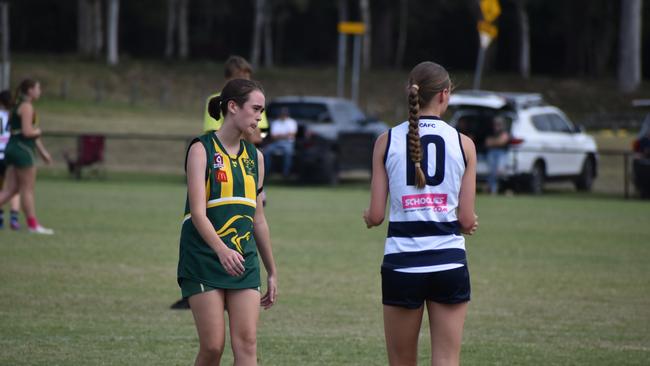 Under-17 Girls division 1 action between the Broadbeach Cats and Maroochy Roos. Sunday April 23, 2023. Picture: Nick Tucker