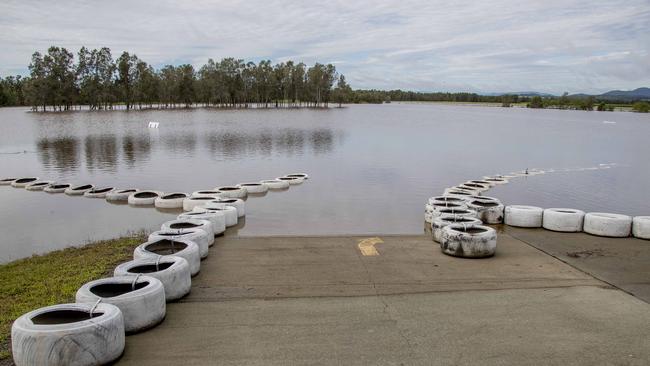The race track at Xtreme Karting in Pimpama in under water due to heavy rain over the past few days. Picture: Jerad Williams