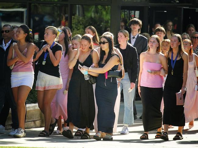 Family and friends gather at the funeral service for Holly Morton-Bowles. Picture: NewsWire / Luis Enrique Ascui