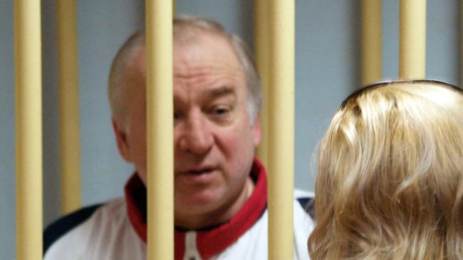 Former Russian military intelligence colonel Sergei Skripal attends a hearing at the Moscow District Military Court in Moscow in 2006. Picture: AFP
