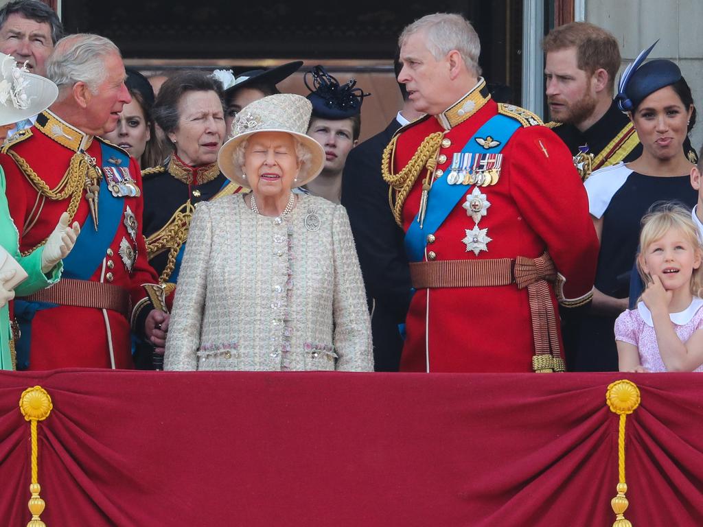 Royal watchers were disappointed that Meghan Duchess of Sussex was hard to see as she stood in the corner in the balcony photos. Picture: MatrixPictures