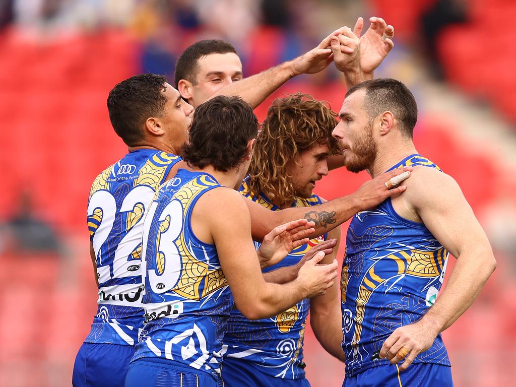Luke Shuey’s return to the Eagles was disappointingly brief in the team’s round 10 loss to the Giants. Picture: Mark Metcalfe/AFL Photos/Getty Images