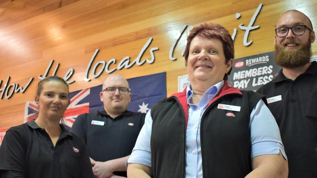 Perry's IGA Mackay produce manager Mary Kime, dairy and freezer manager Luke Ames, store manager Faye Hudson and grocery manager Kyle Honess at the Bridge Rd store. Picture: Heidi Petith