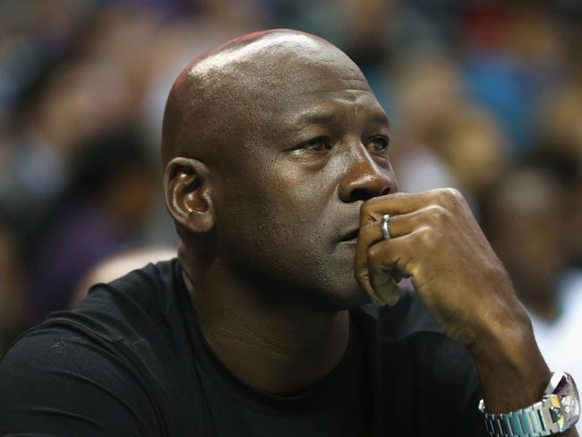 CHARLOTTE, NC - NOVEMBER 01: Owner of the Charlotte Hornets, Michael Jordan, watches on during their game against the Atlanta Hawks at Time Warner Cable Arena on November 1, 2015 in Charlotte, North Carolina. NOTE TO USER: User expressly acknowledges and agrees that, by downloading and or using this photograph, User is consenting to the terms and conditions of the Getty Images License Agreement. (Photo by Streeter Lecka/Getty Images)