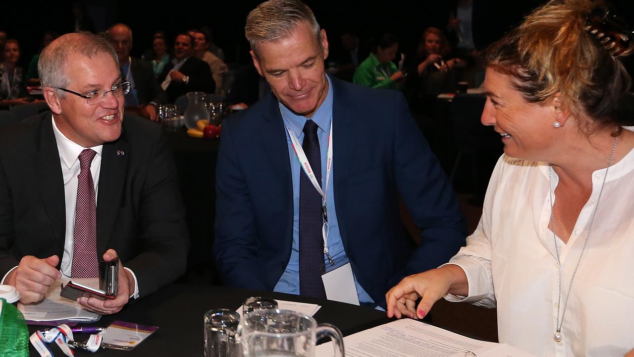 Scott Morrison meeting Catherine Marriott before addressing the National Farmers’ Federation 2018 National Congress this morning. Pic: Kym Smith