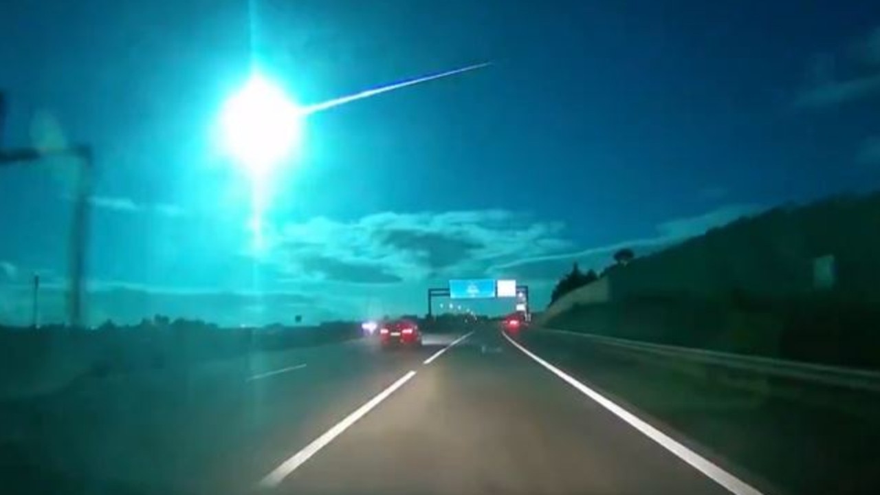 An image of the bright blue comet fragment was taken on a highway in Portugal. Picture: X