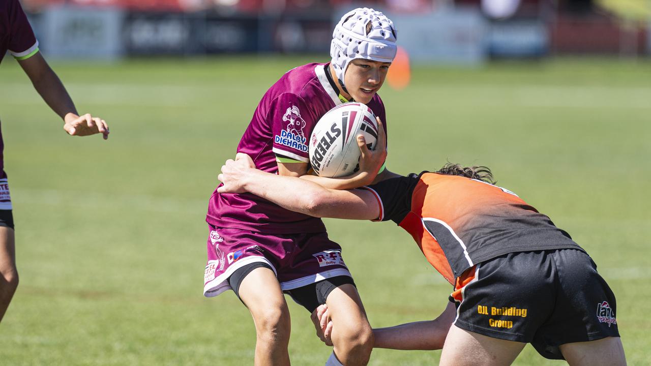 Jasper Filewood of Dalby Devils against Southern Suburbs in U14 boys Toowoomba Junior Rugby League grand final at Toowoomba Sports Ground, Saturday, September 7, 2024. Picture: Kevin Farmer