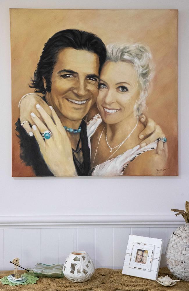 Love me tender … a portrait of Lisa Curry and husband Mark Tabone at their property on the Sunshine Coast.