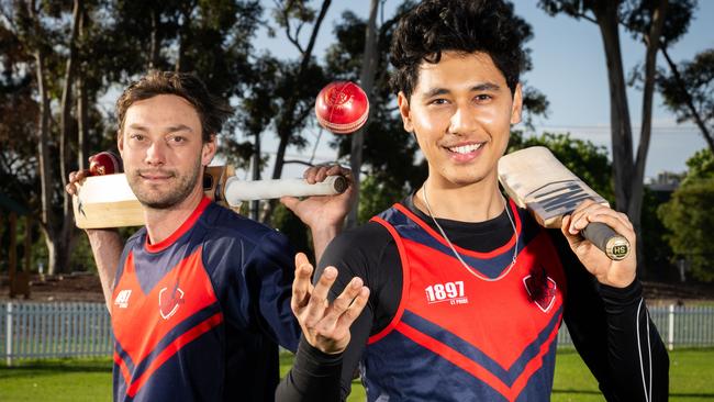 East Torrens recruits Josh Barrett (left) and Jerrssis Wadia at training at Campbelltown Oval. Picture: Morgan Sette