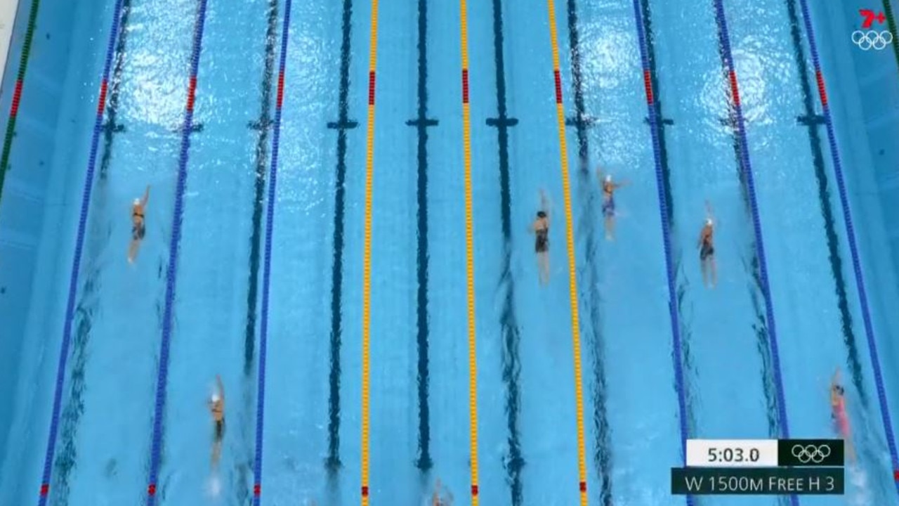 The first Olympic women's 1500m freestyle event took place on day three of the Tokyo games. Picture: 7Plus