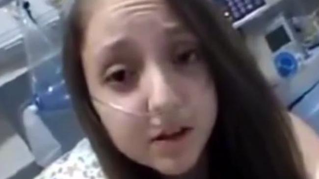 Personal plea to be left to "sleep forever" ... Cystic fibrosis sufferer Valentina Maureira. Picture: YouTube