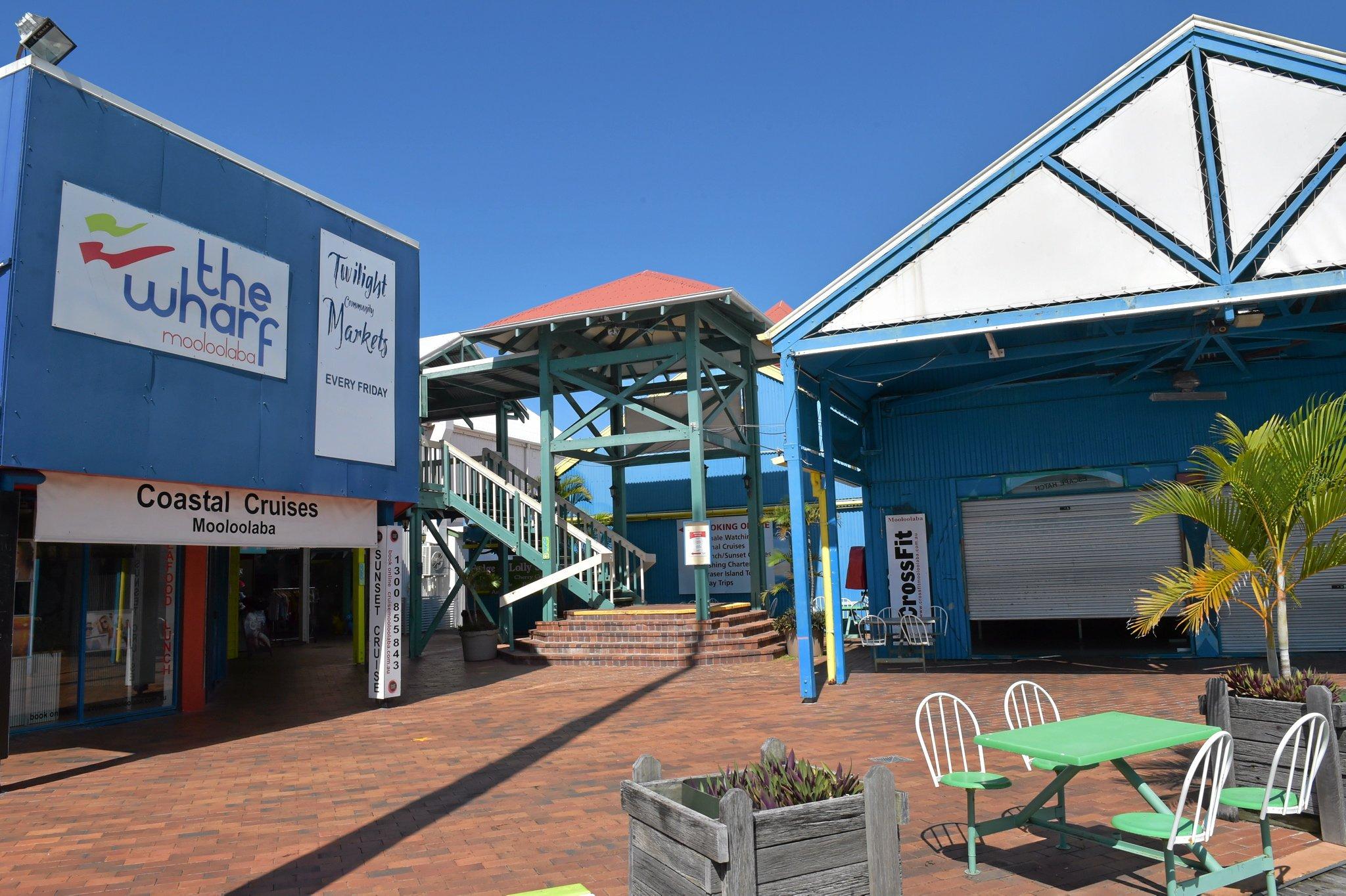 Dirk Long (left) and Matthew Evans have new plans to develop the Wharf complex at Mooloolaba.Photo: Warren Lynam / Sunshine Coast Daily. Picture: Warren Lynam