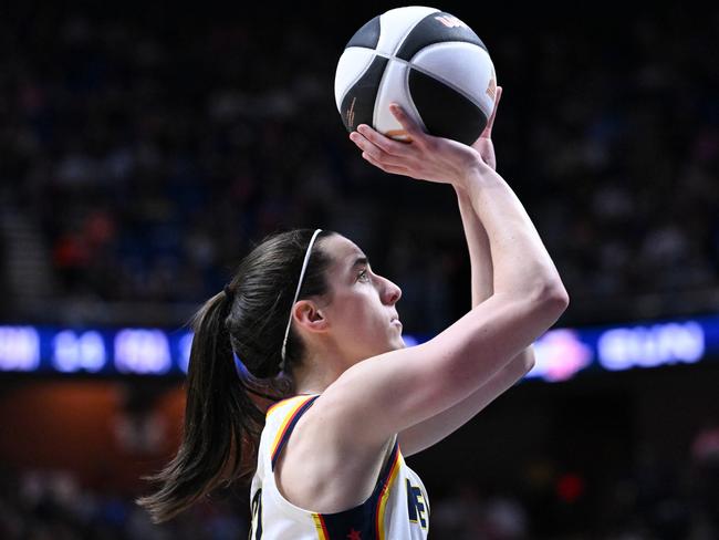 Caitlin Clark #22 of the Indiana Fever has caused a stir after she didn’t make Team USA’s squad for this year’s Paris Olympics. Photo: Brian Fluharty/Getty Images.