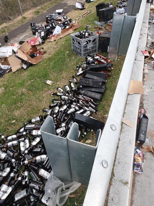 A truck travelling on the Cumberland Highway in Greystanes lost its load of alcohol