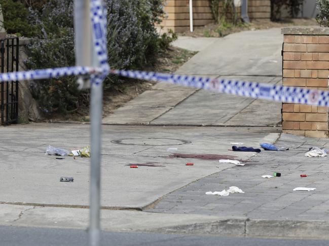 The crime scene where police shot Warner in the hip and disarmed him. Picture: Sean Davey