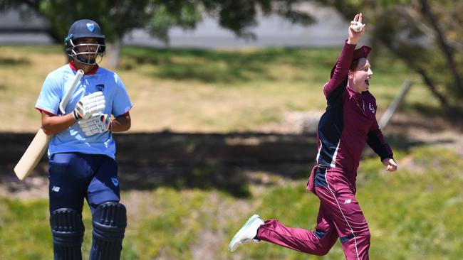 NSW Metro captain Joel Davies is dismissed during the grand final at Karen Rolton Oval 22 December, 2022, Cricket Australia U19 Male National Championships 2022-23.Picture: Cricket Australia.