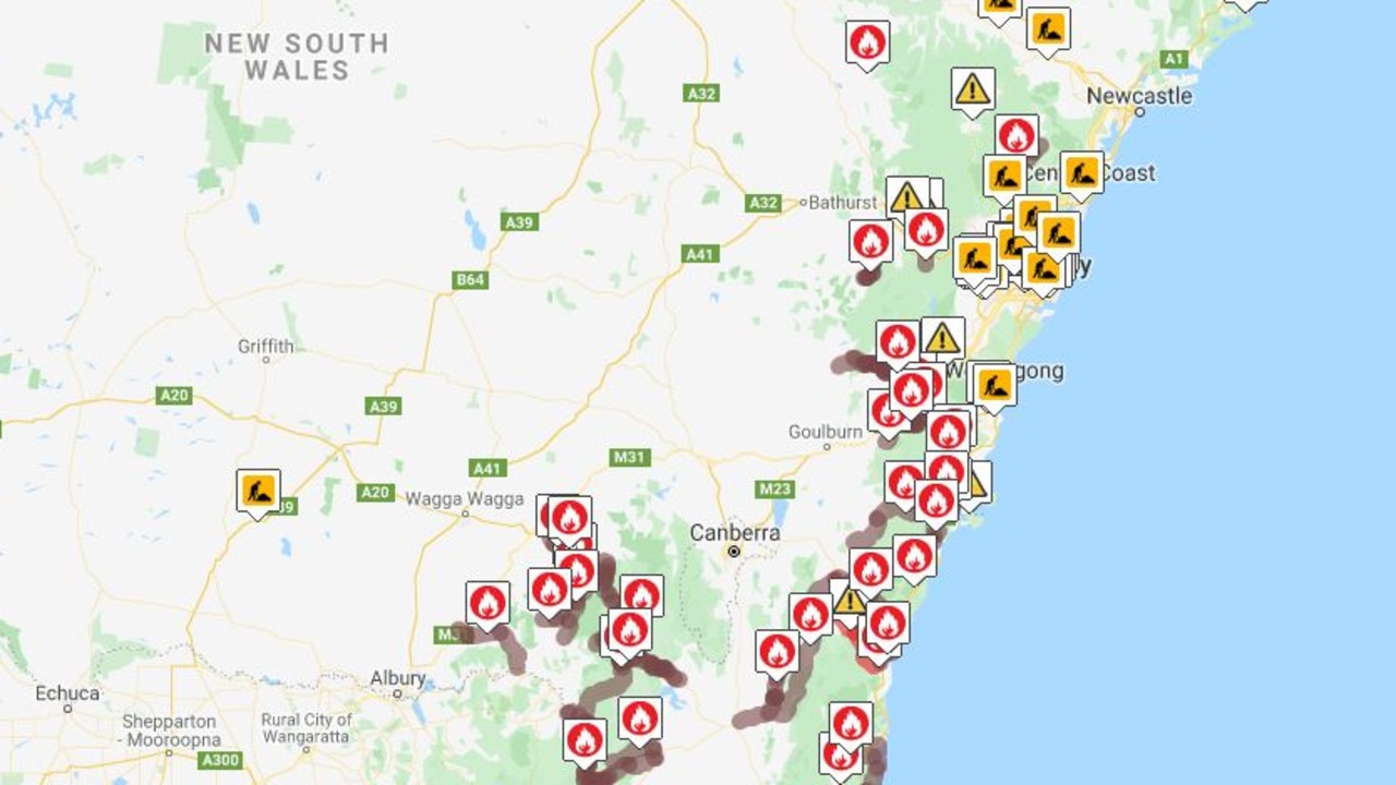 Australian bushfires Full list of road closures for NSW, Victoria