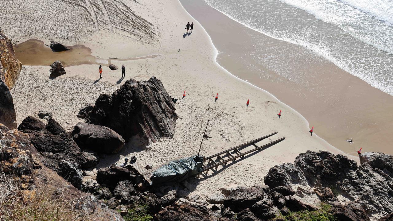 Props and staging being put into place on North Burleigh headland for weekend filming of "The Bluff". Picture Glenn Hampson