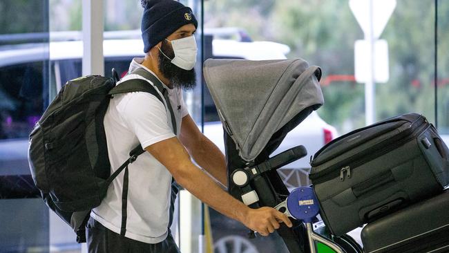 Bachar Houli prepares to fly to the Gold Coast with his family. Picture: Mark Stewart