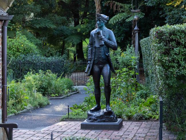 The statue remains in place at the garden after a failed decapitation attempt. Picture: Jason Edwards