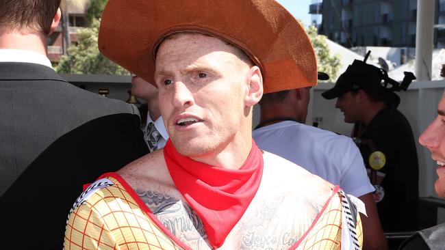 Brisbane’s Mitch Robinson dressed as Toy Story character Woody at Mad Monday.