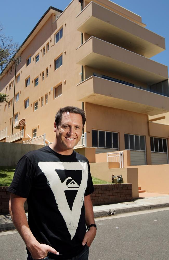 TV host Larry Emdur outside his first home at North Bondi in Sydney.